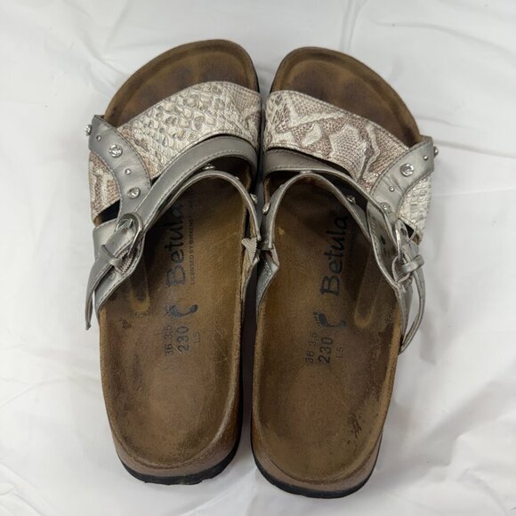 Birkenstock Betula Silver Crocodile Jeweled Sandals size 5 - Picture 10 of 16
